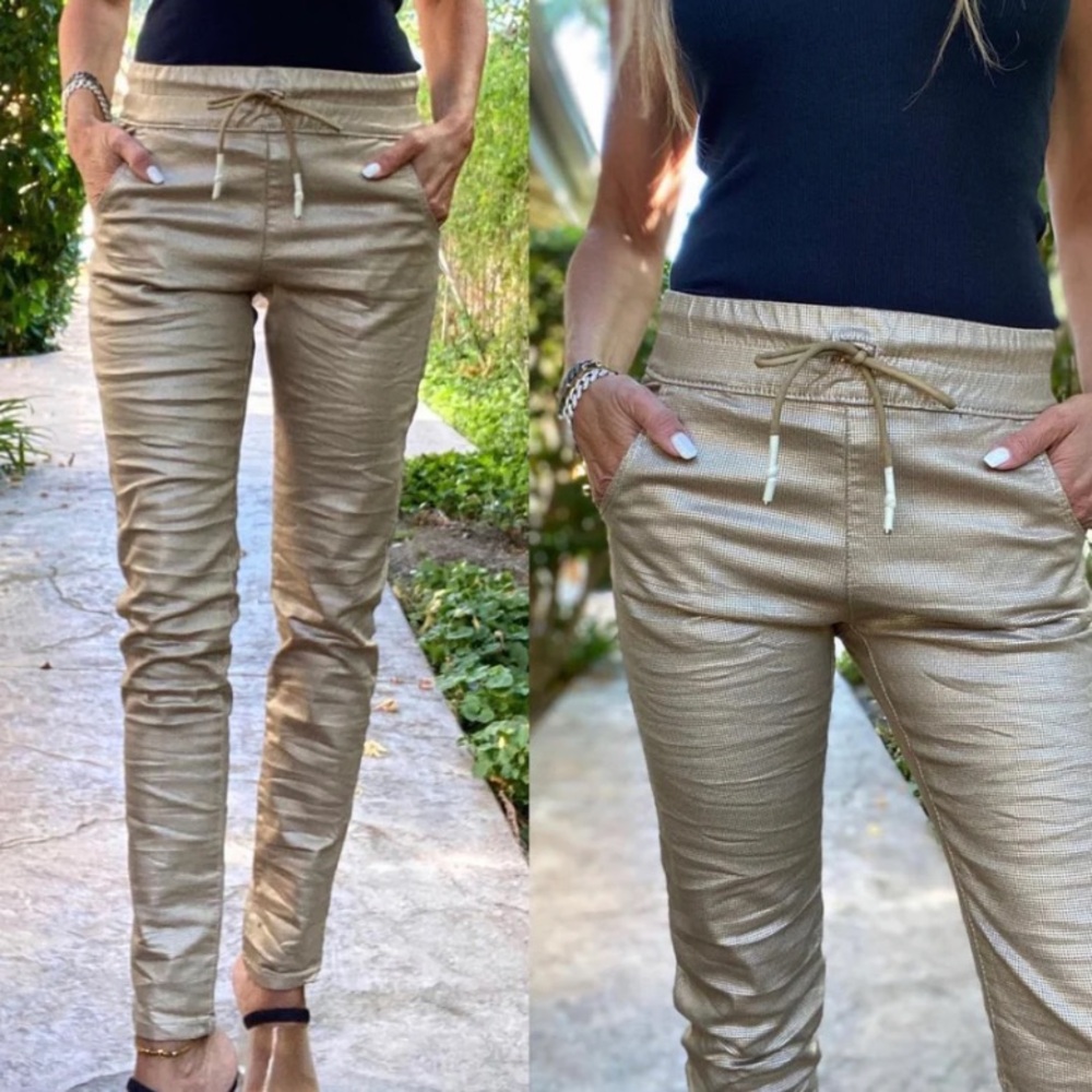 NWT Bevy Flog Shelly Drawstring Pant Beige Gold Camo 27